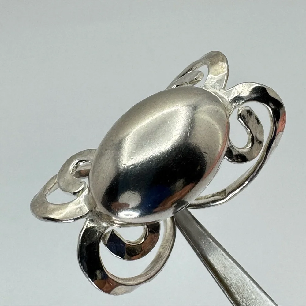 Vintage Mexico Silver Overlay Statement Bold Chunky Boho Ring Size 6.75